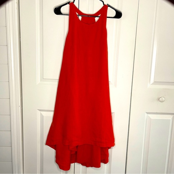 Banana Republic Orange Linen Hi Low Sleeveless Trapeze Dress Size 6 With Pockets - Picture 1 of 9